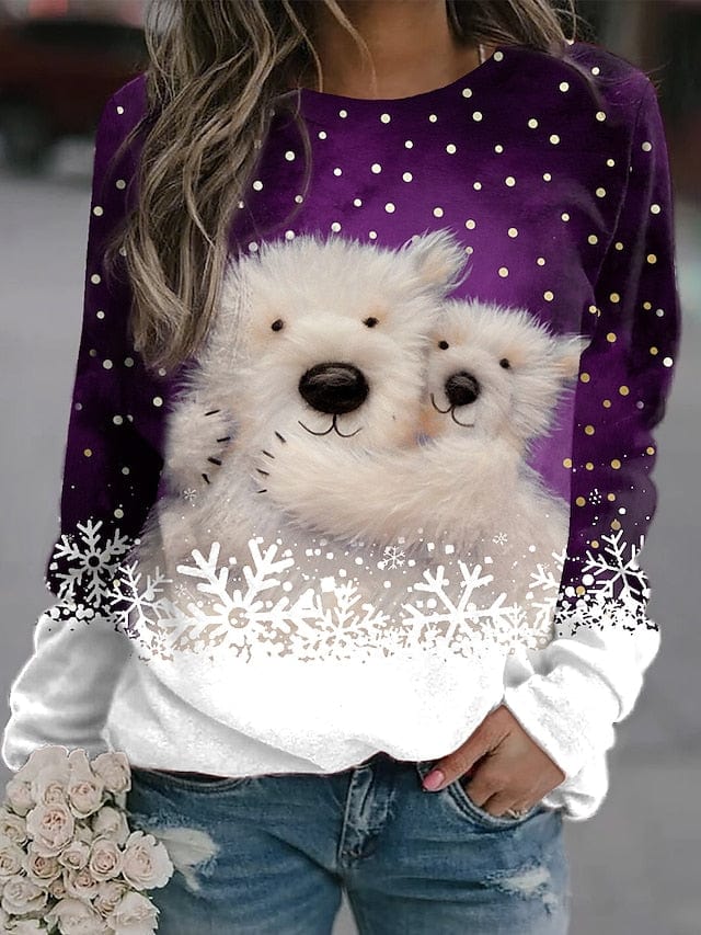 Snowflake Graphic Women's Christmas Sweatshirt Pullover