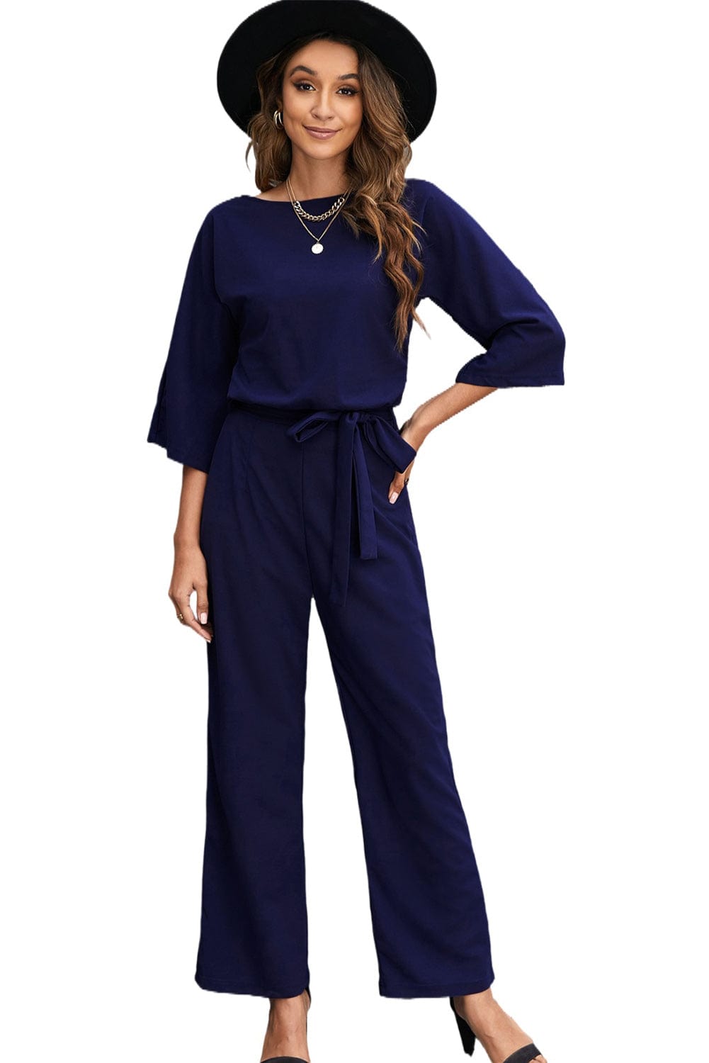 Solid Color One Shoulder Short Sleeve Jumpsuit