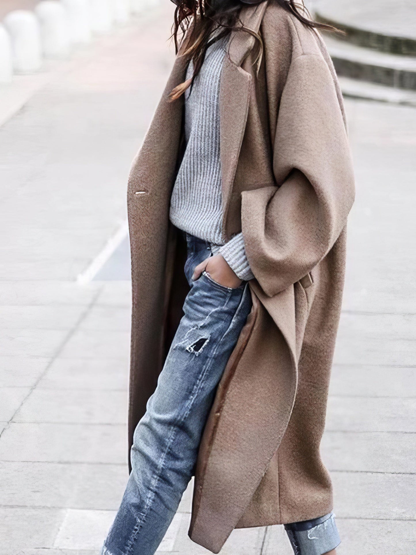 Solid Double-Sided Woolen Mid-Length Coat