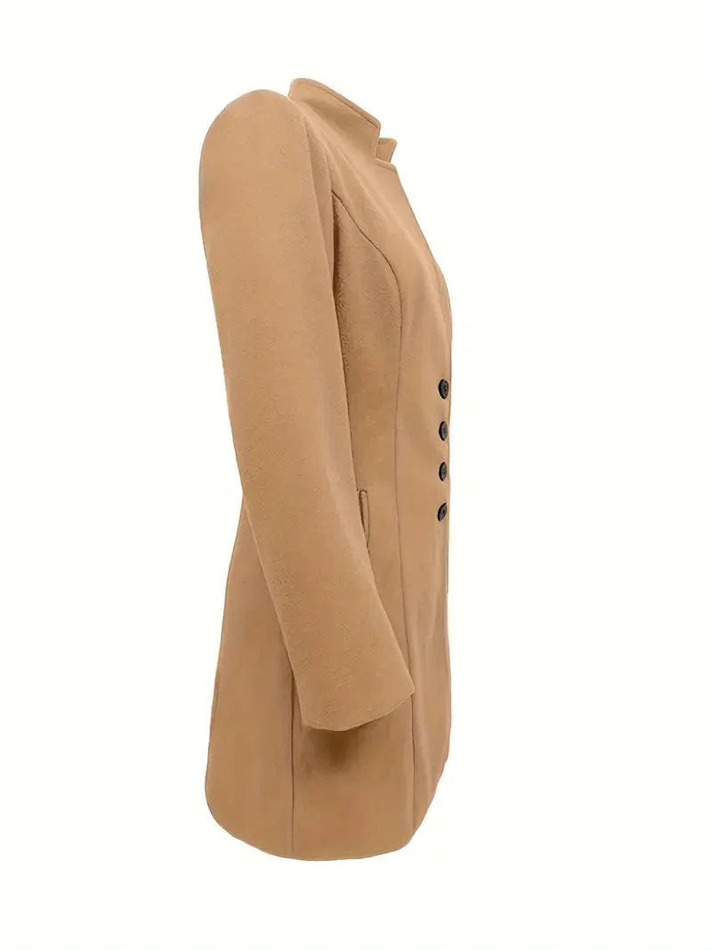 Solid Long Sleeve Coat for Women - Chic and Versatile Single Breasted Outerwear