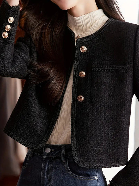 Sophisticated Long Sleeve Blazer for Autumn & Winter, Women's Outerwear