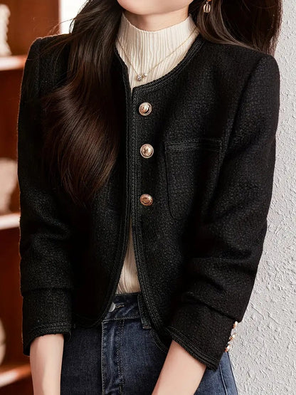 Sophisticated Long Sleeve Blazer for Autumn & Winter, Women's Outerwear