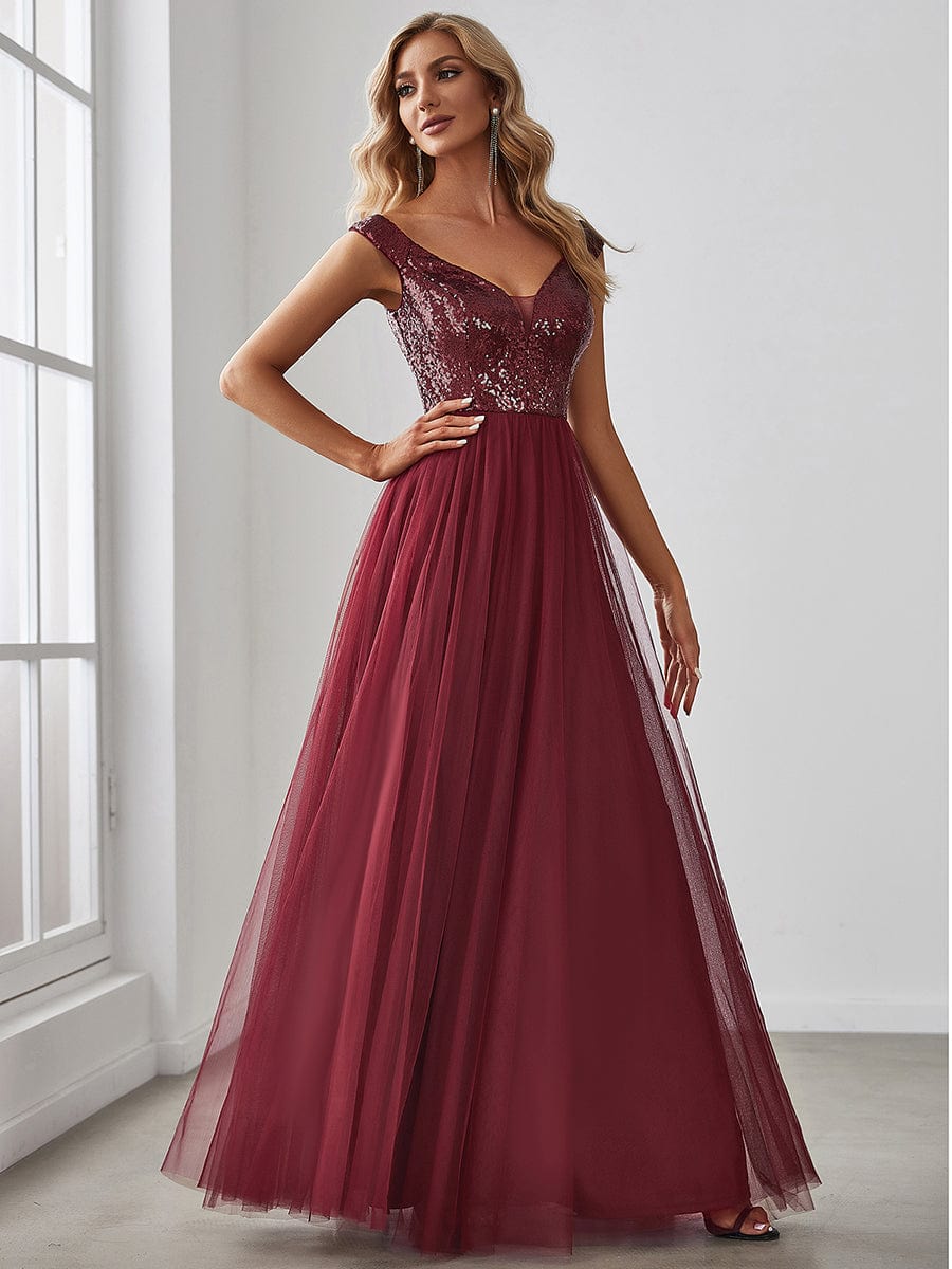 Sophisticated Off-Shoulder Sequin Evening Gown