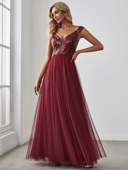 Sophisticated Off-Shoulder Sequin Evening Gown