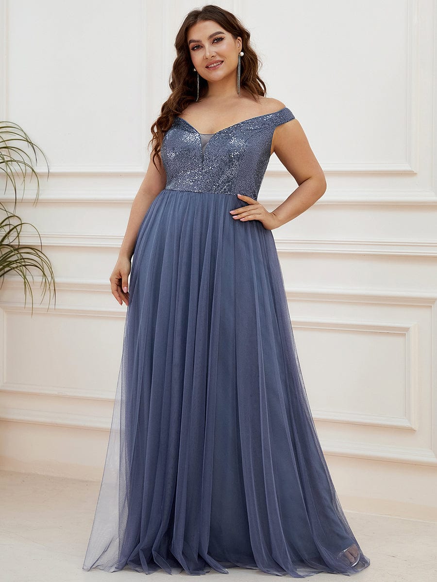 Sophisticated Off-Shoulder Sequin Evening Gown