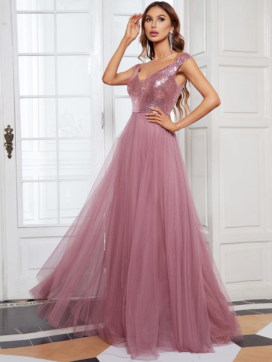 Sophisticated Off-Shoulder Sequin Evening Gown