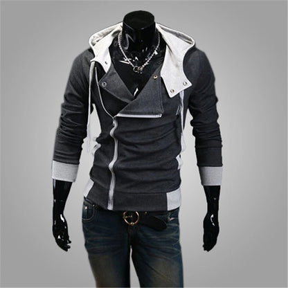 Men's Spring Fall Solid / Plain Color Active Cool Hooded Medium Regular Slim Black White Red Blue Dark Gray Jacket