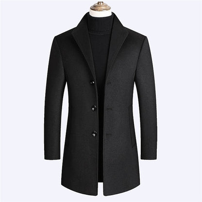 Stylish Men's Wool Trench Coat for Fall & Winter Fashion