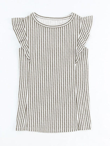 Striped Sleeveless Top with Ruffled Cuffs and Slim Fit ordinary style, Clothes Length 50cm