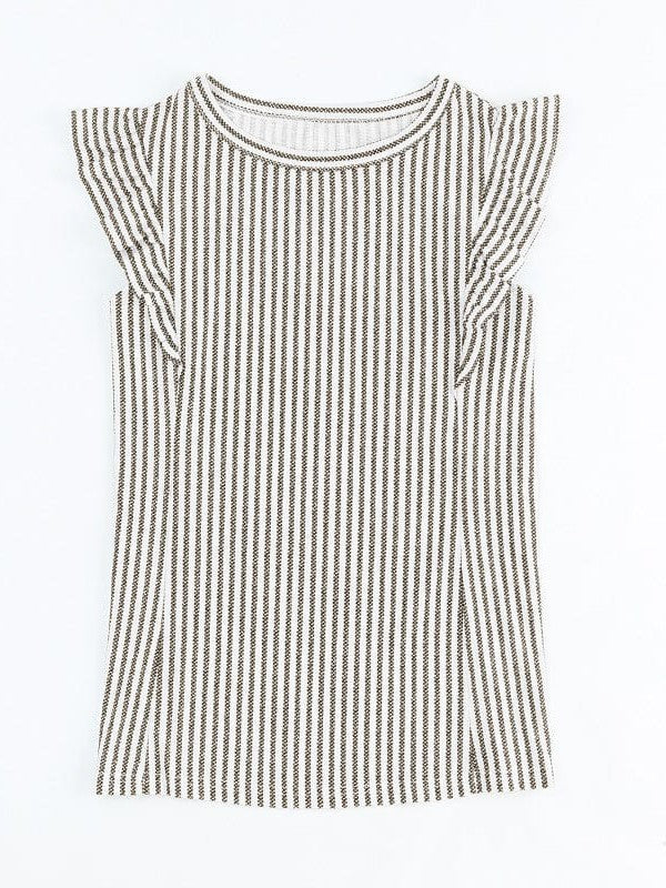 Striped Sleeveless Top with Ruffled Cuffs and Slim Fit ordinary style, Clothes Length 50cm