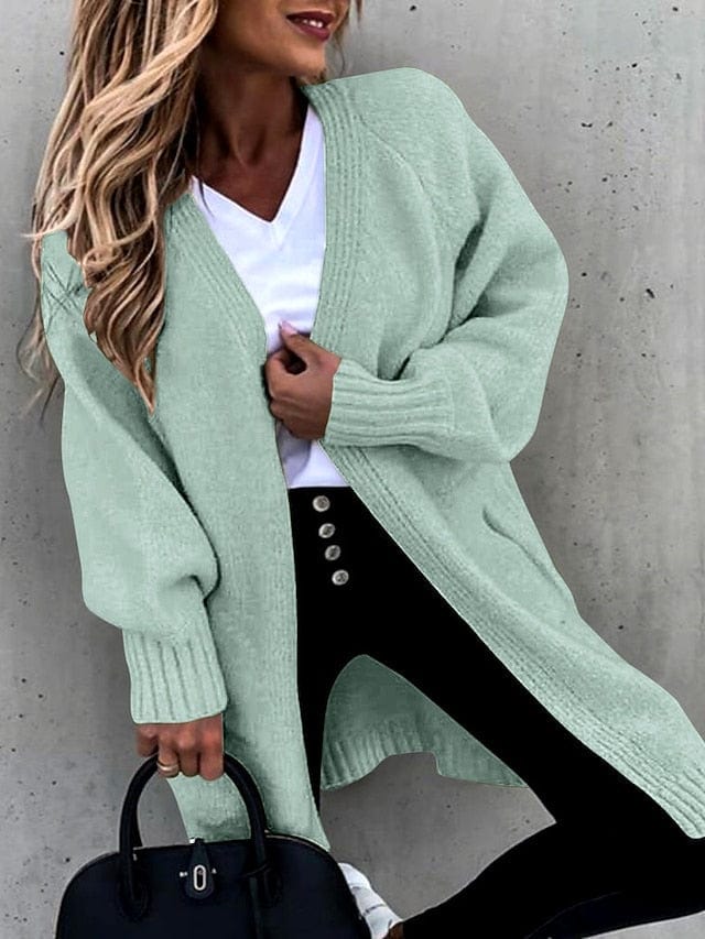 Stylish Cable Knit Open Front Cardigan for Women in Navy Blue, Green, and Khaki Sizes S - L