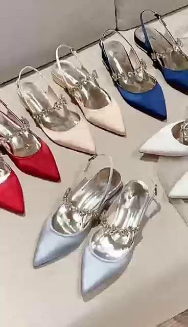 Women's Wedding Shoes Flats Dress Shoes Comfort Shoes Wedding Daily Wedding Flats Wedding Sandals Bridal Shoes Summer Rhinestone Crystal Flat Heel Low Heel Slingback Heel Pointed Toe Luxurious - LuckyFash™