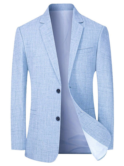 Men's Blazer Evening Party Valentine Warm Button Pocket Fall Winter Plain Fashion Streetwear Lapel Regular Light Sky Blue Coffee Gray Jacket