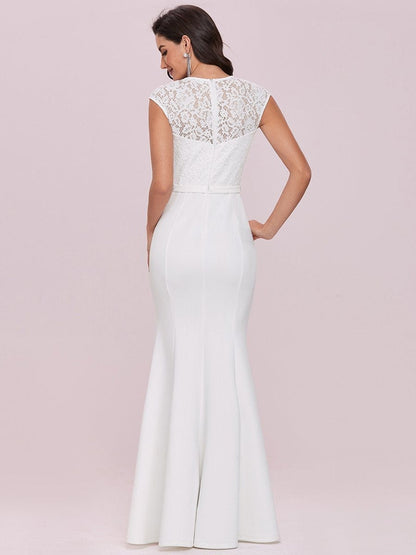 Sweetheart Neckline Fishtail Wedding Gown with Cap Sleeves