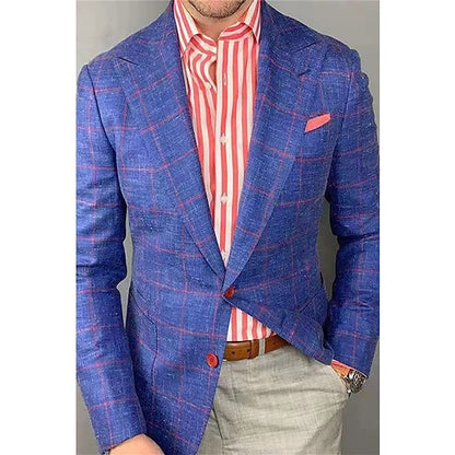 Sophisticated Men's Plaid Blazer in Blue Gray