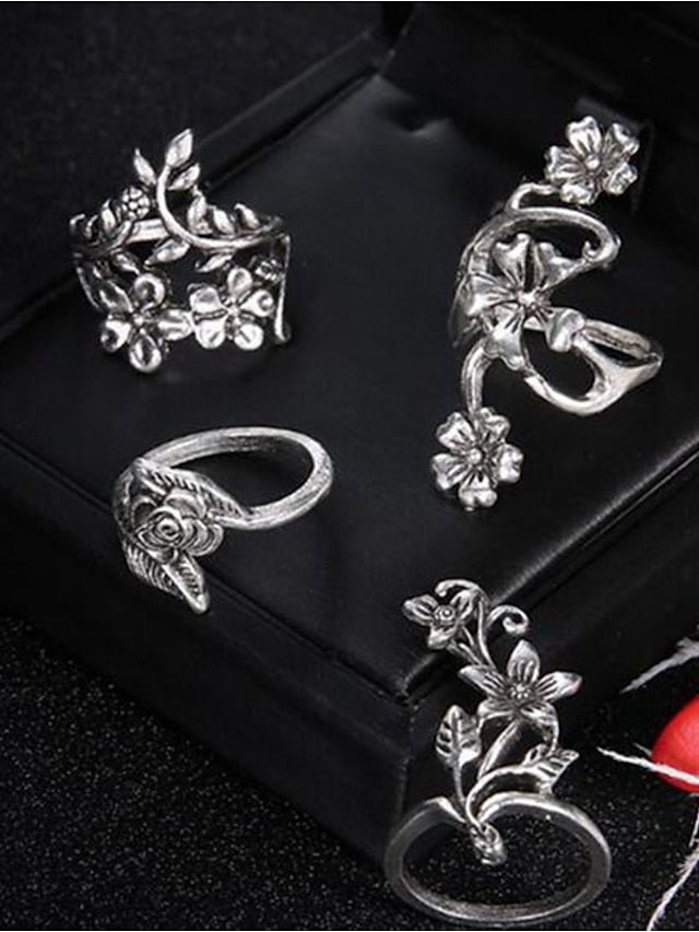 4pcs Ring For Women's Street Festival Alloy Classic Flower - LuckyFash™