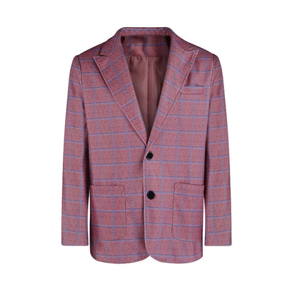 Stylish Men's Tweed Plaid Evening Blazer with Long Sleeves