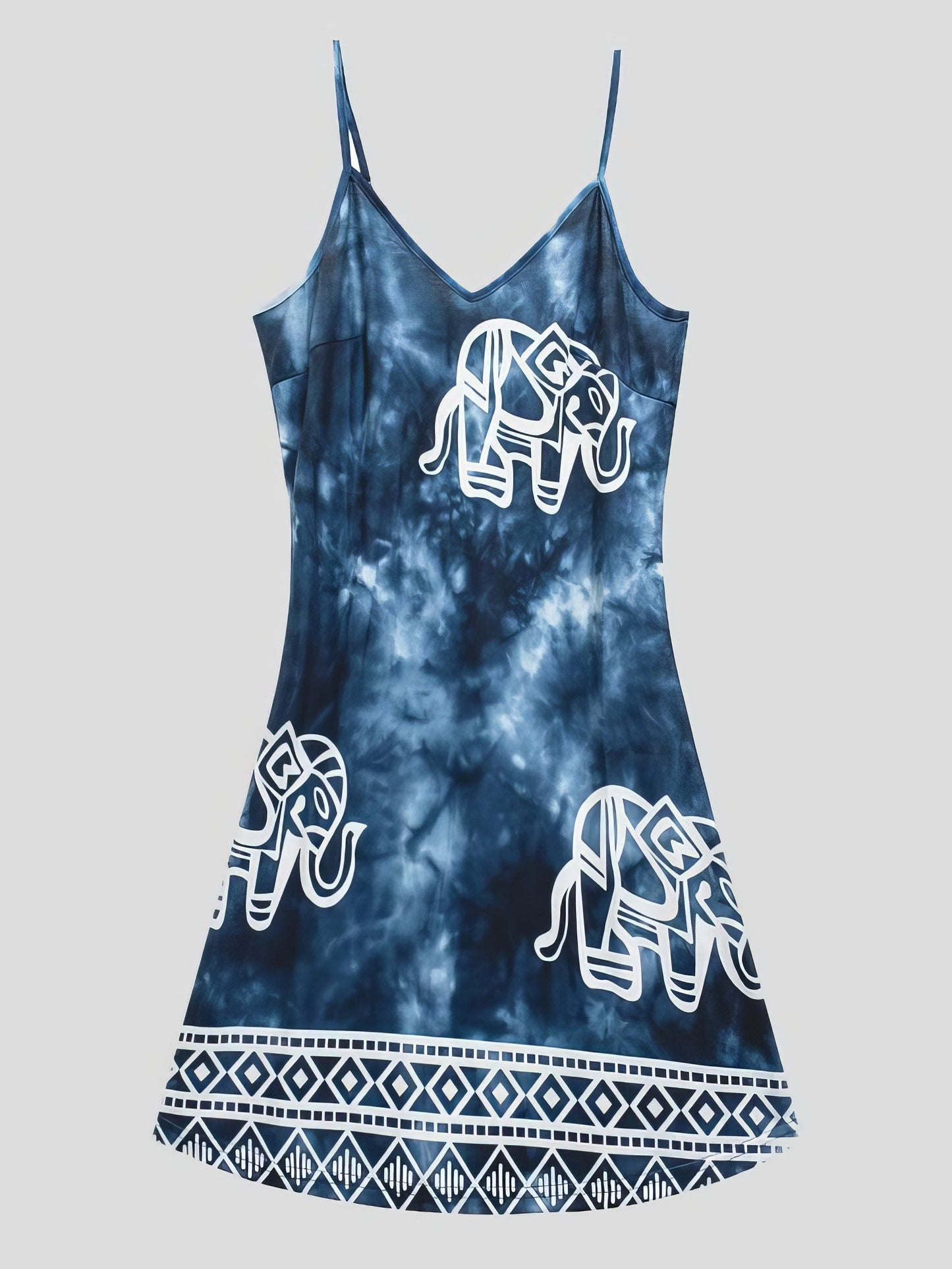 Mini Dresses - Tie-dye Elephant Print Sleeveless Skirt - MsDressly