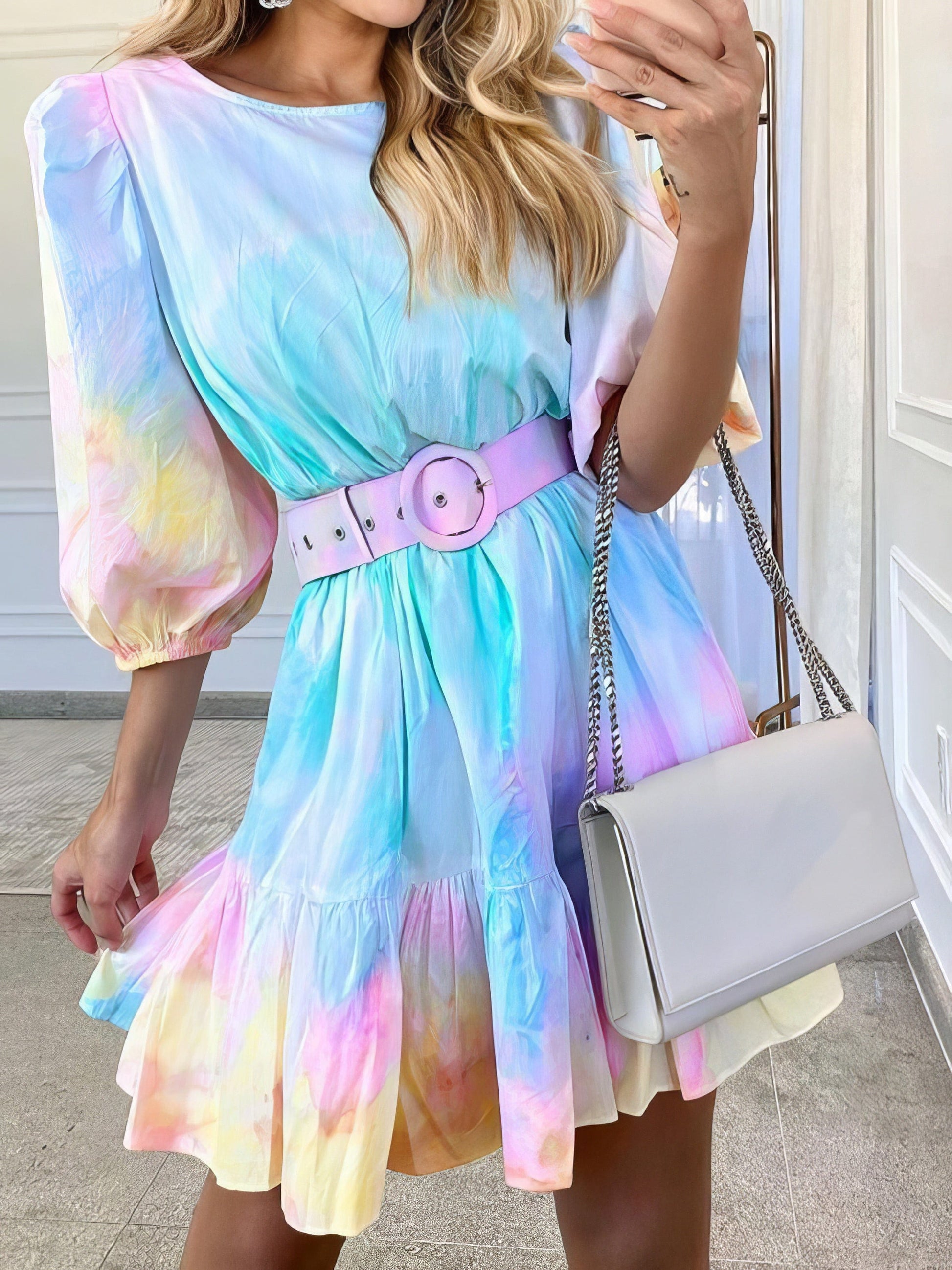 Tie-dye Ruffled Hem Dress