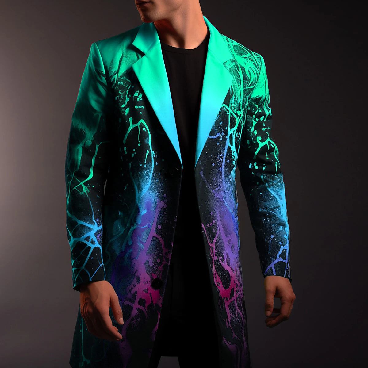 Business Professional Abstract Men's Printed Coat - Ideal for Work and Going Out