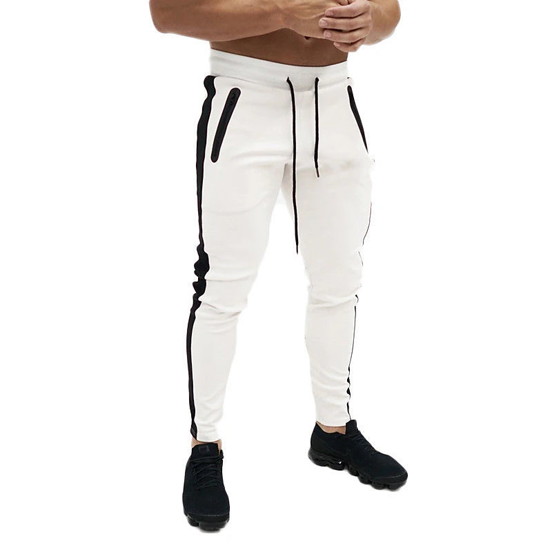 Color Block Men's Joggers with Convenient Pocket, Travel-Friendly Design