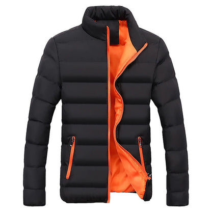 Men's Winter Jacket Puffer Jacket Padded Classic Style Sports Outdoor Windproof Warm Winter Solid Color Black Wine Red Navy Blue Puffer Jacket