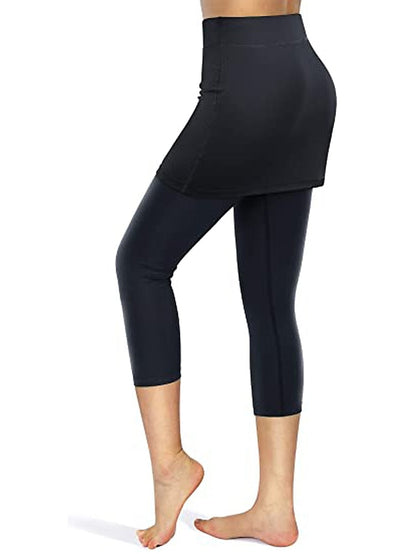 Women's Running Capri Leggings Running Skirt with Tights 2 in 1 with Phone Pocket Base Layer Athletic Athleisure Spandex Breathable Moisture Wicking Soft Gym Workout Running Jogging Sportswear - LuckyFash™