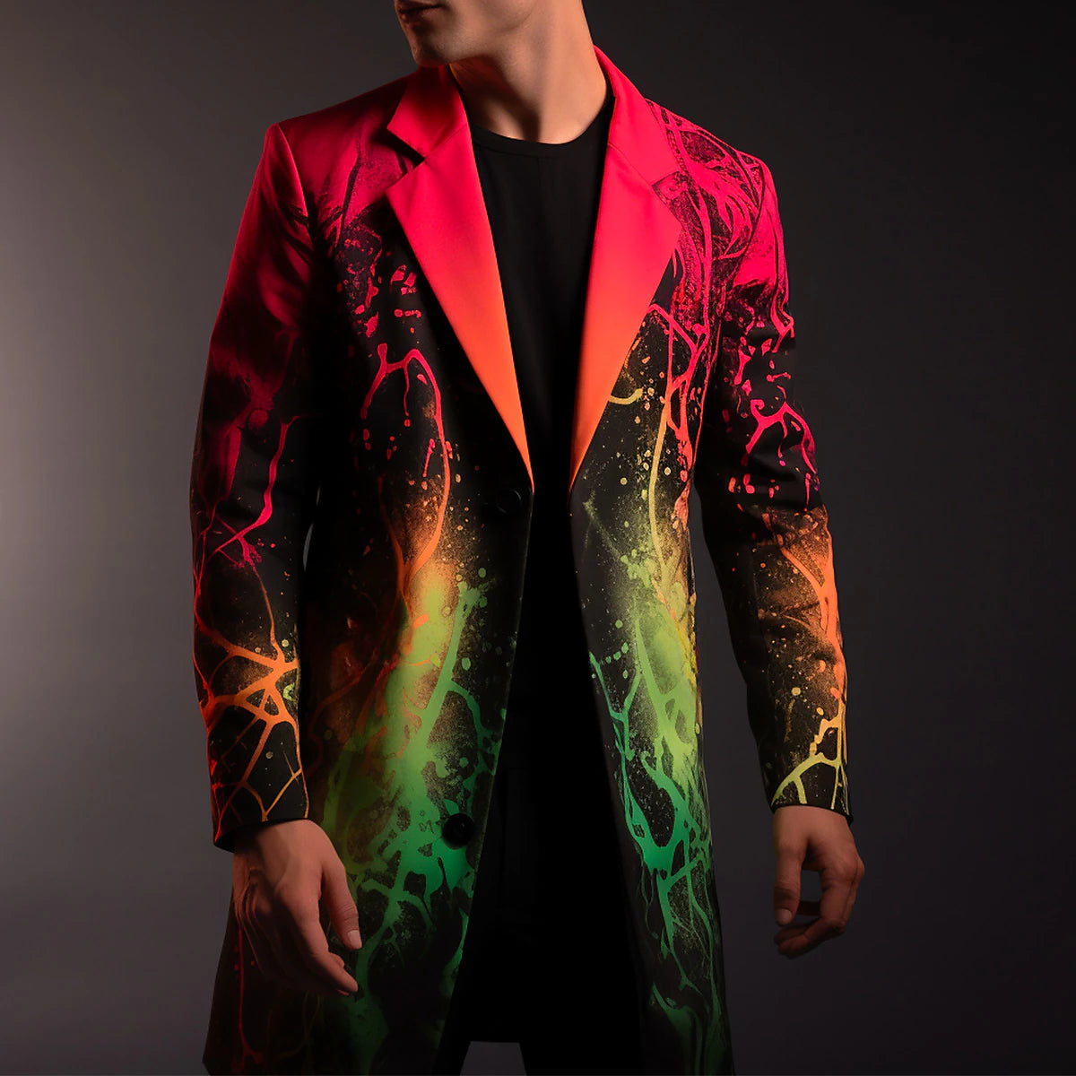 Business Professional Abstract Men's Printed Coat - Ideal for Work and Going Out