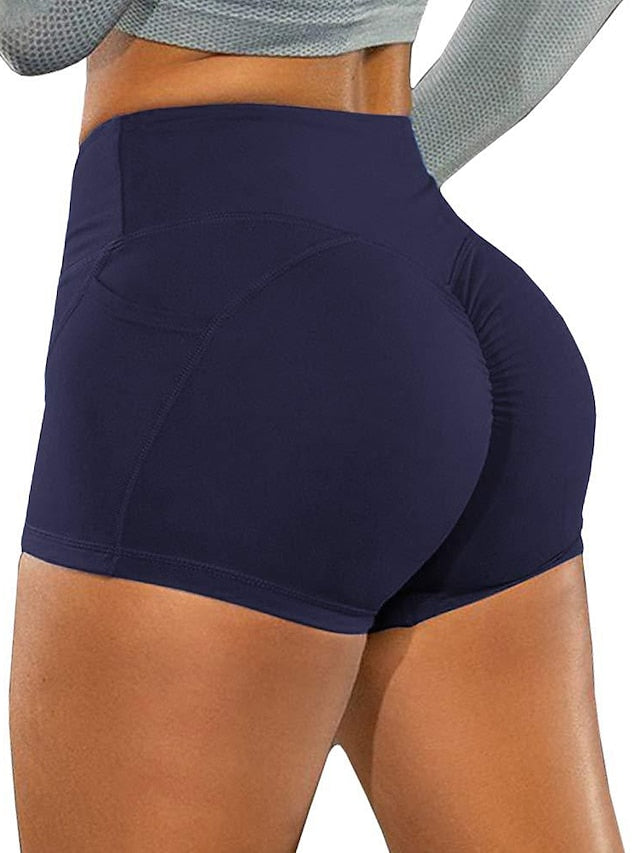 Women's Yoga Biker Shorts 3â€œ High Waist Gym Shorts Side Pockets Scrunch Butt Ruched Butt Lifting Tummy Control Butt Lift Yoga Fitness Gym Workout Shorts Sports Activewear Stretchy - LuckyFash™