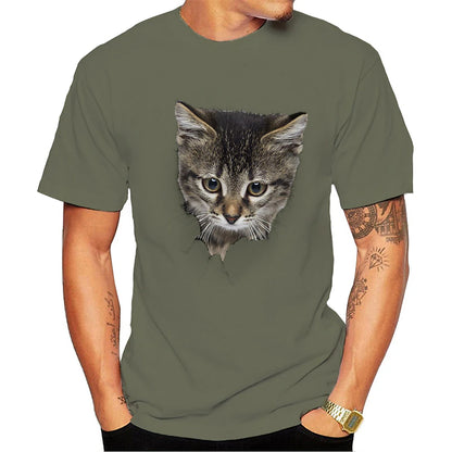 Feline Graphic Men's Wine T-Shirt - Casual Comfort for Spring & Summer