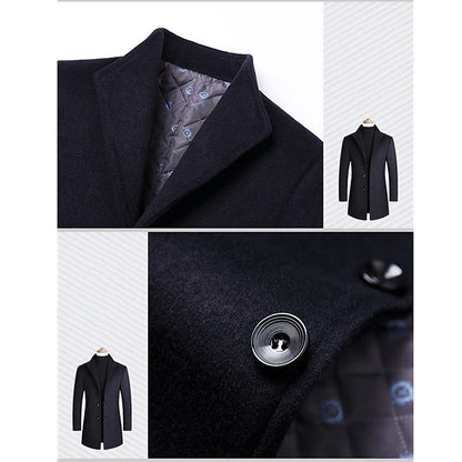 Stylish Men's Wool Trench Coat for Fall & Winter Fashion