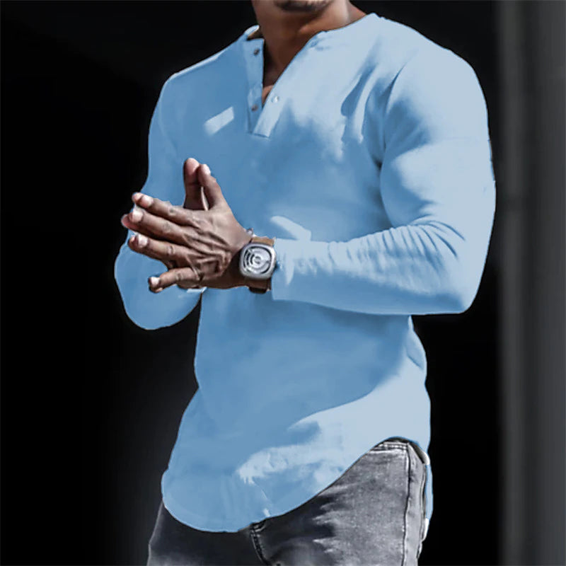 Men's Henley Shirt Cool Shirt Long Sleeve Shirt Plain Henley Street Sports Long Sleeve Clothing Apparel Designer Casual Comfortable