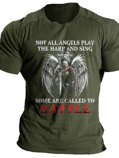 Memorial Day Mens Graphic Shirt Tee Faith Cotton Blend Shirts Letter Templars Prints Crew Neck Black Blue Army Green Outdoor Casual Short Sleeve Knight Gothic Battle Not All Angels Play The Harp And S
