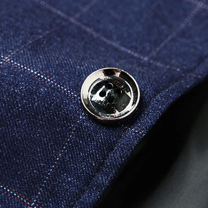 Men's Blazer Outdoor Daily Wear Warm Button Pocket Fall Winter Plaid Fashion Streetwear Lapel Regular Black Blue Light Blue Jacket