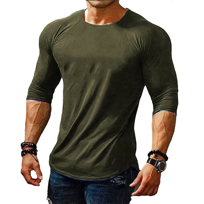 Athletic Fit Men's Long Sleeve Crew Neck T-shirt for Workout and Training