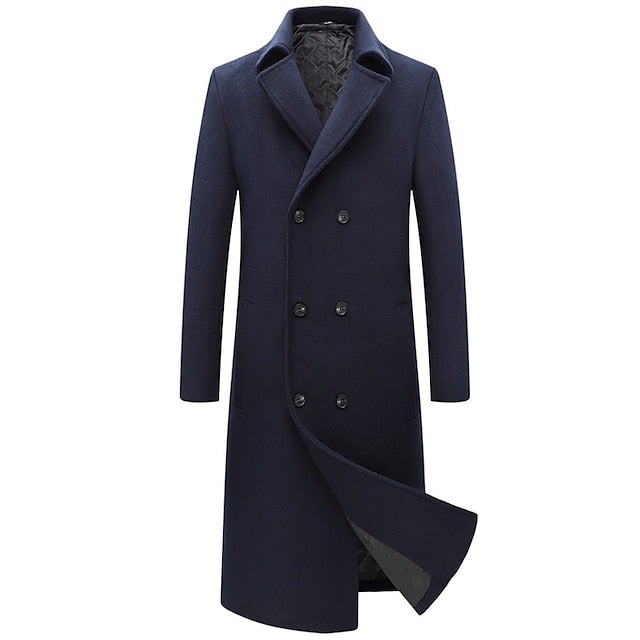 Men's Wool Peacoat with Thermal Lining - Stay Warm and Stylish All Winter