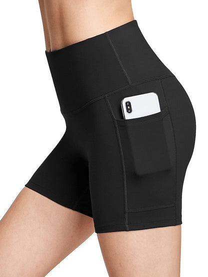 Women's 5" Gym Shorts Yoga Biker Shorts with Side Pockets Tummy Control High Waist Yoga Fitness Gym Workout Compression Shorts - LuckyFash™