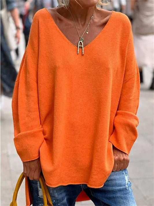 Elevate Your Style with Women's V-Neck Oversized Sweatshirt
