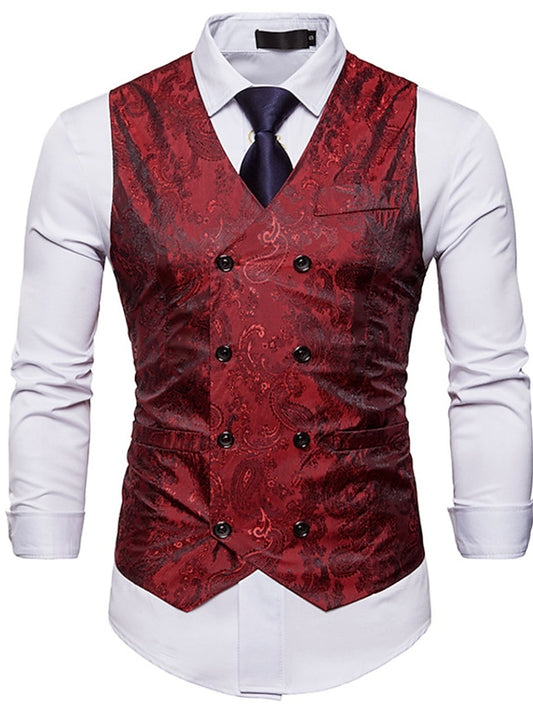 Stylish Men's Geometric Print Formal Vest for Wedding and Parties