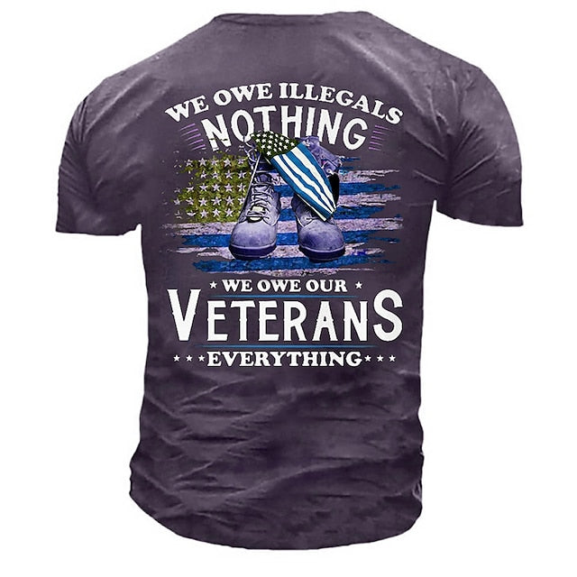 Camouflage Mens 3D Shirt For Veterans Day | Purple Autumn Cotton | Men'S Unisex Tee Slogan Shirts Retro Graphic Prints Shoe National Crew Neck Yellow Army Green Navy Blue