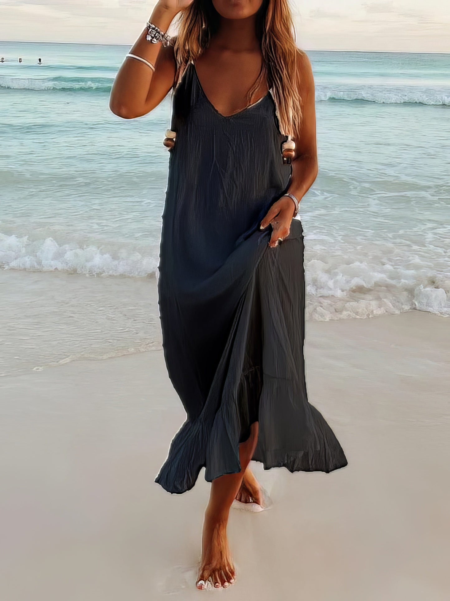 V-Neck Sleeveless Beach Resort Boho Dress