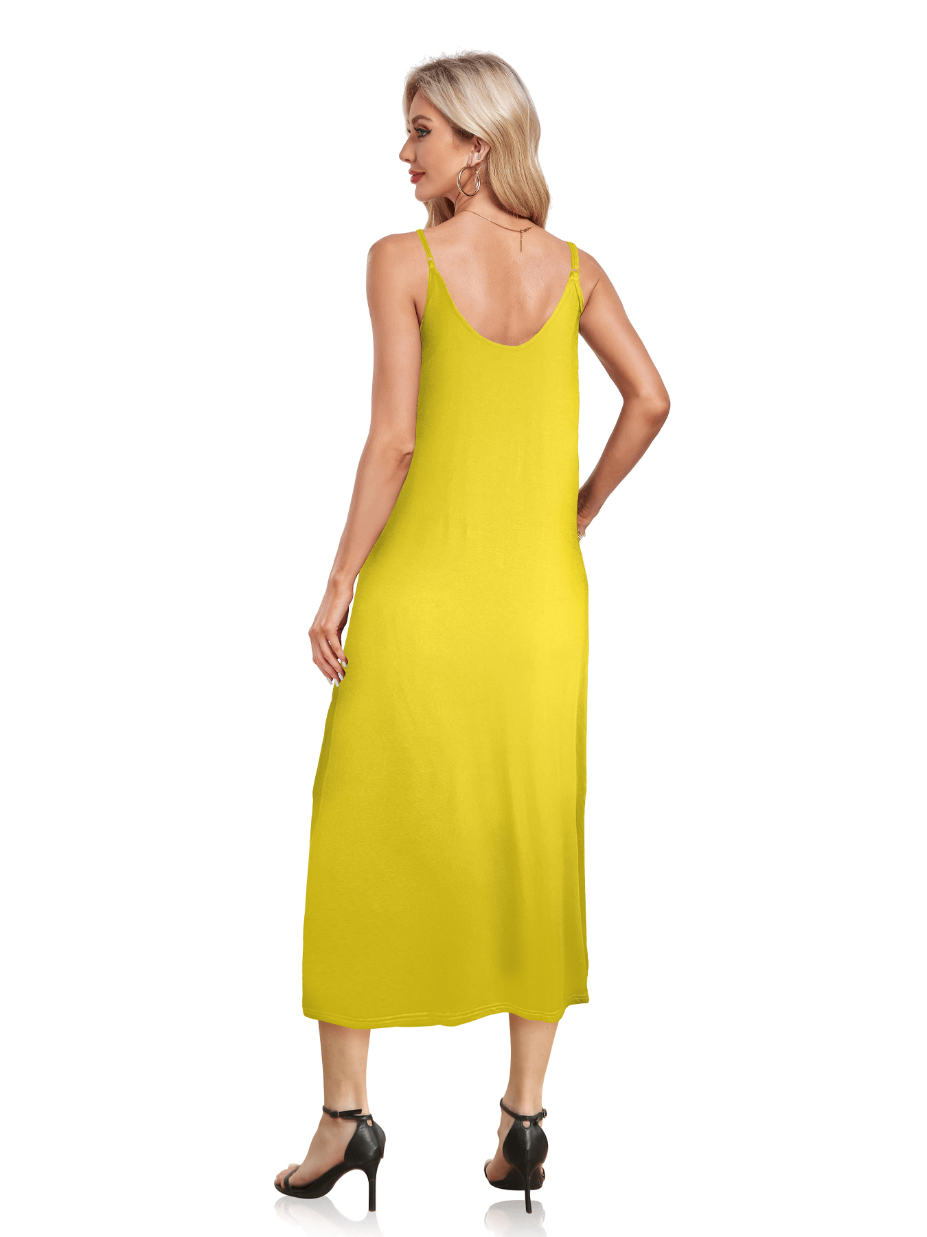 V-neck Solid Pocket Casual Sling Dress Sundress