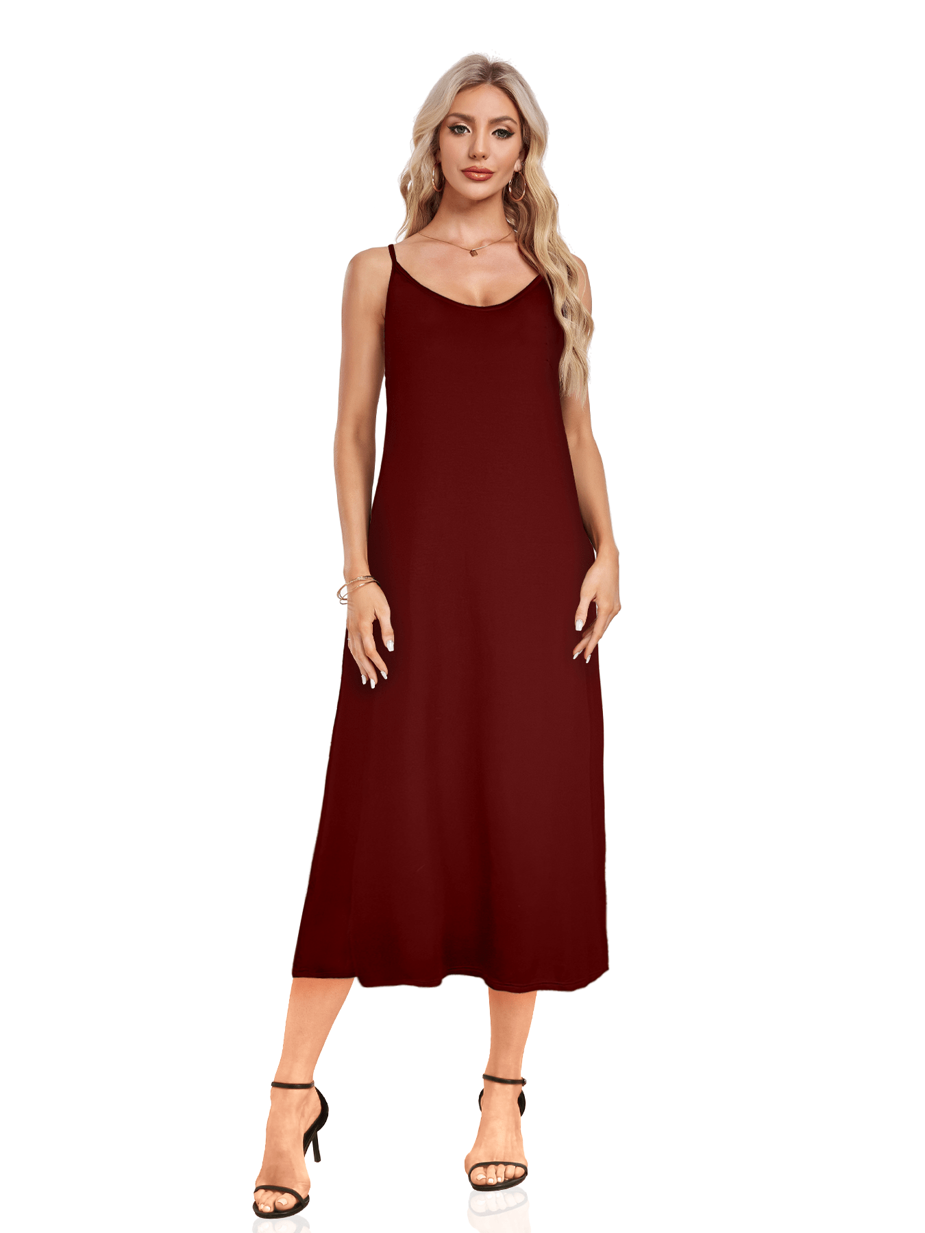 V-neck Solid Pocket Casual Sling Dress Sundress