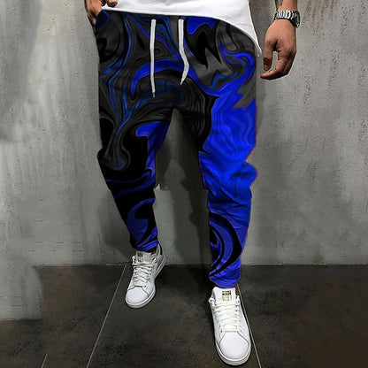3D Print Men's Joggers with Drawstring Waist and Baggy Fit - Red Blue Streetwear Casual Pants