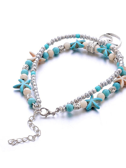 Ankle Bracelet Boho Women's Body Jewelry For Daily Beach Classic Turquoise Alloy Silver 7 PCS - LuckyFash™