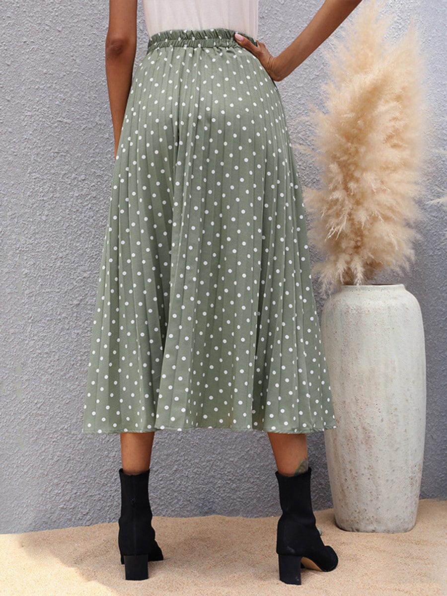Vintage Belted Elastic High Waist A-Line Printed Midi Dress