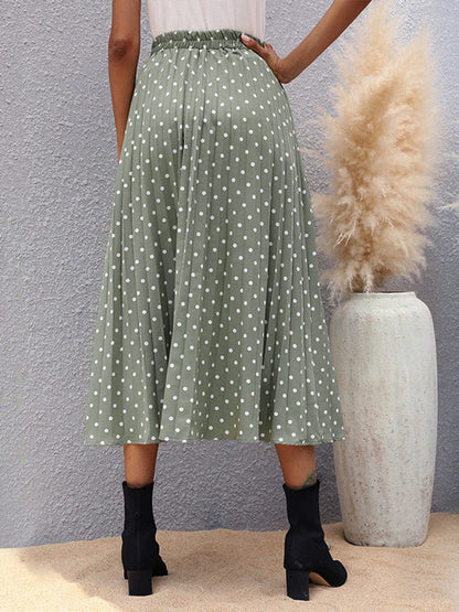Vintage Belted Elastic High Waist A-Line Printed Midi Dress