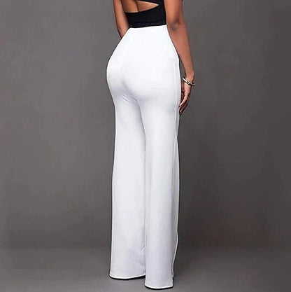 Vintage Black and White High Rise Fleece-Lined Dress Pants for Women
