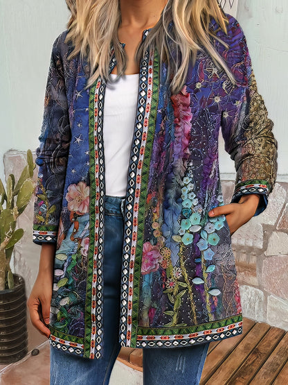 Vintage Print Long Sleeve Cardigan Jacket