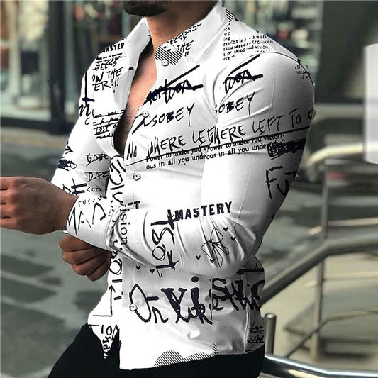 3D Graphic Men's Letter Print Shirt in Multicolor for Casual Outdoor Fashion